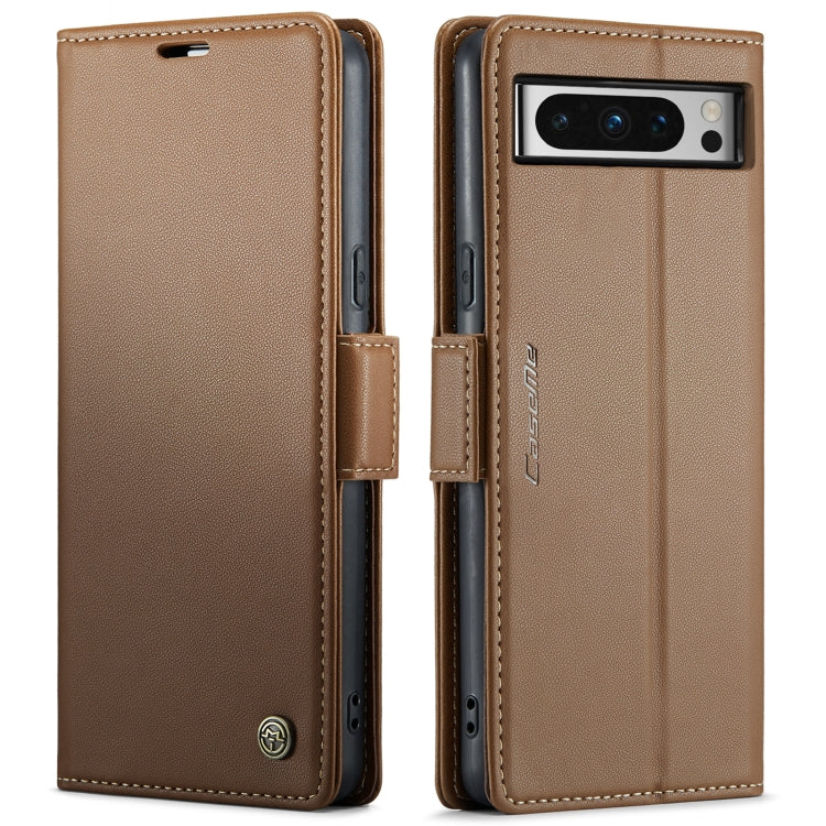 For Google Pixel 8 Pro CaseMe 023 Butterfly Buckle Litchi Texture RFID Anti-theft Leather Phone Case(Brown) - Google Cases by CaseMe | Online Shopping South Africa | PMC Jewellery | Buy Now Pay Later Mobicred