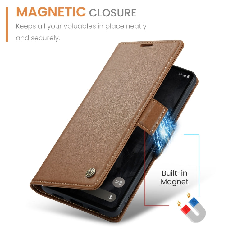 For Google Pixel 8 Pro CaseMe 023 Butterfly Buckle Litchi Texture RFID Anti-theft Leather Phone Case(Brown) - Google Cases by CaseMe | Online Shopping South Africa | PMC Jewellery | Buy Now Pay Later Mobicred