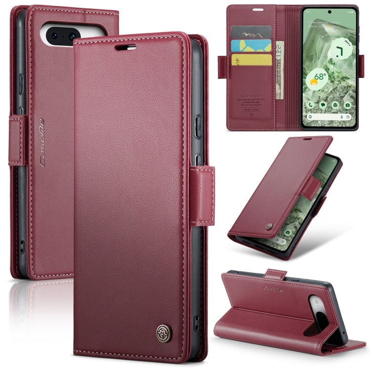 For Google Pixel 8a CaseMe 023 Butterfly Buckle Litchi Texture RFID Anti-theft Leather Phone Case(Wine Red) - Google Cases by CaseMe | Online Shopping South Africa | PMC Jewellery | Buy Now Pay Later Mobicred