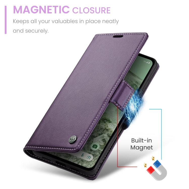 For Google Pixel 8a CaseMe 023 Butterfly Buckle Litchi Texture RFID Anti-theft Leather Phone Case(Pearly Purple) - Google Cases by CaseMe | Online Shopping South Africa | PMC Jewellery | Buy Now Pay Later Mobicred