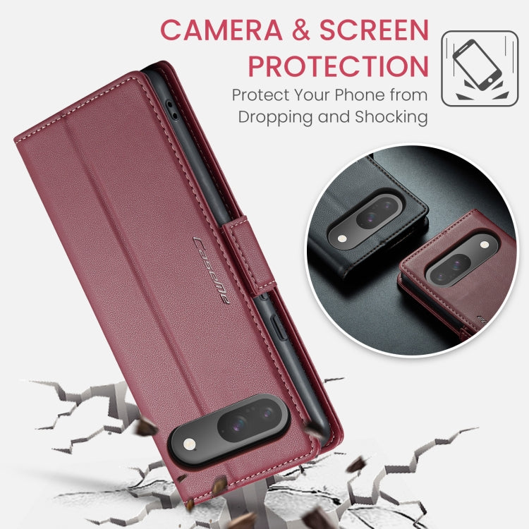 For Google Pixel 9 / 9 Pro CaseMe 023 Butterfly Buckle Litchi Texture RFID Anti-theft Leather Phone Case(Wine Red) - Google Cases by CaseMe | Online Shopping South Africa | PMC Jewellery | Buy Now Pay Later Mobicred