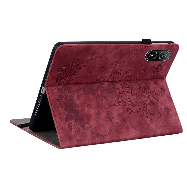 For Honor Pad V8 Pro Butterfly Rose Embossed Leather Tablet Case(Red) - Honor Cases by PMC TechLife | Online Shopping South Africa | PMC TechLife | Buy Now Pay Later Mobicred