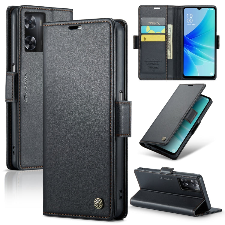 For OPPO A57 4G Global/A57s 4G Global CaseMe 023 Butterfly Buckle Litchi Texture RFID Anti-theft Leather Phone Case(Black) - OPPO Cases by CaseMe | Online Shopping South Africa | PMC Jewellery | Buy Now Pay Later Mobicred