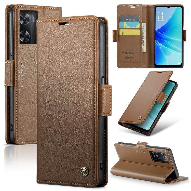 For OPPO A57 4G Global/A57s 4G Global CaseMe 023 Butterfly Buckle Litchi Texture RFID Anti-theft Leather Phone Case(Brown) - OPPO Cases by CaseMe | Online Shopping South Africa | PMC Jewellery | Buy Now Pay Later Mobicred