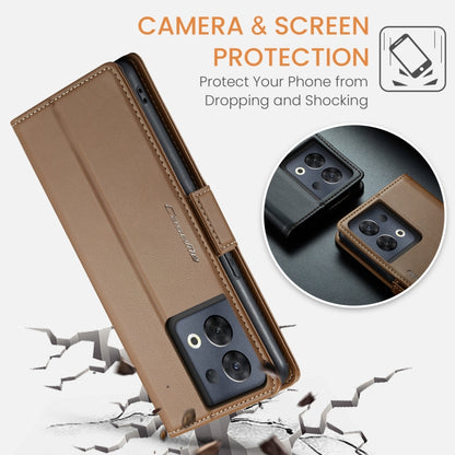 For OPPO Reno8 Pro 5G Global CaseMe 023 Butterfly Buckle Litchi Texture RFID Anti-theft Leather Phone Case(Brown) - OPPO Cases by CaseMe | Online Shopping South Africa | PMC Jewellery | Buy Now Pay Later Mobicred