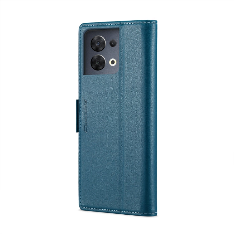 For OPPO Reno8 5G Global CaseMe 023 Butterfly Buckle Litchi Texture RFID Anti-theft Leather Phone Case(Blue) - OPPO Cases by CaseMe | Online Shopping South Africa | PMC Jewellery | Buy Now Pay Later Mobicred