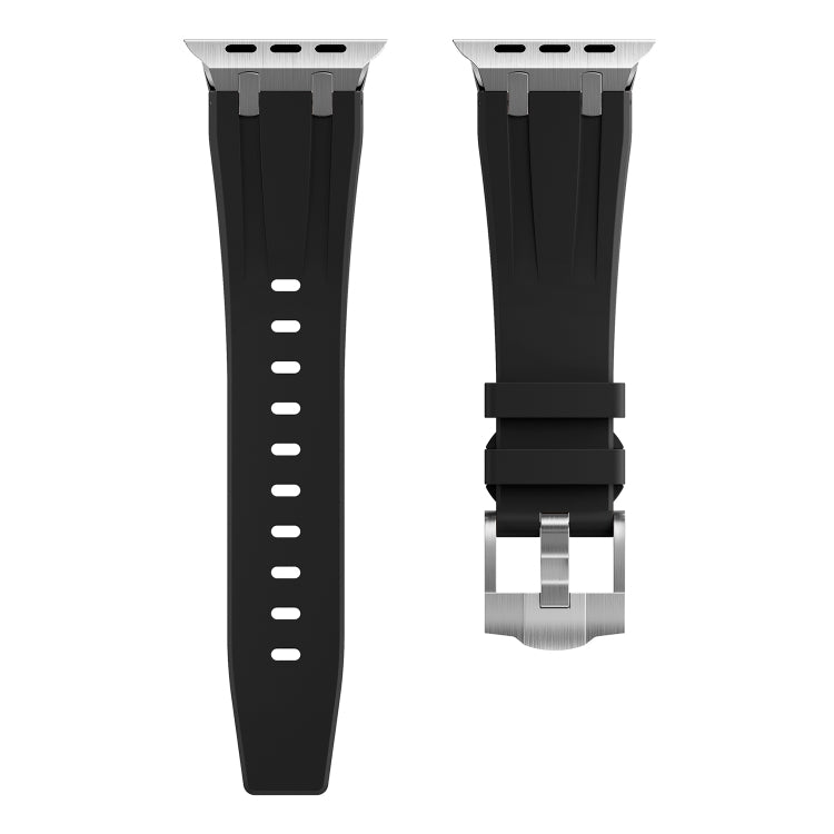 AP Silicone Watch Band For Apple Watch SE 2023 40mm(Silver Black) - Watch Bands by PMC TechLife | Online Shopping South Africa | PMC TechLife