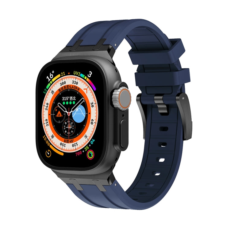 AP Silicone Watch Band For Apple Watch SE 2023 40mm(Black Blue) - Watch Bands by PMC TechLife | Online Shopping South Africa | PMC TechLife