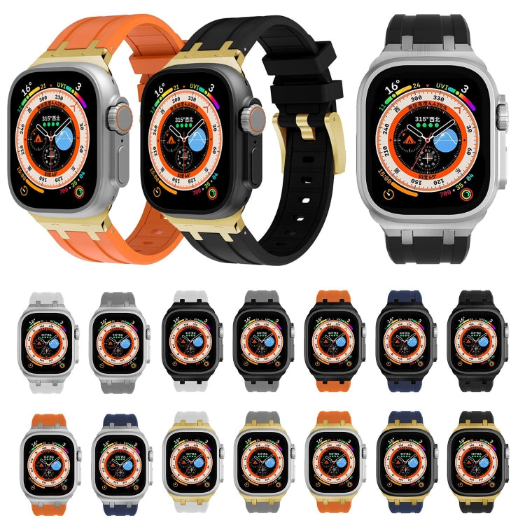 AP Silicone Watch Band For Apple Watch SE 2023 40mm(Silver Black) - Watch Bands by PMC TechLife | Online Shopping South Africa | PMC TechLife