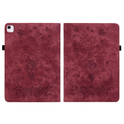 For iPad Air 11 2025 / 2024 Butterfly Rose Embossed Leather Smart Tablet Case(Red) - iPad Air 11 2025 / 2024 Cases by PMC Jewellery | Online Shopping South Africa | PMC Jewellery | Buy Now Pay Later Mobicred