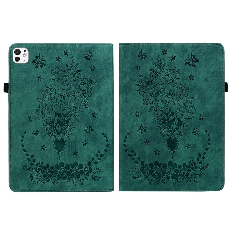 For iPad Pro 11 2024 Butterfly Rose Embossed Leather Smart Tablet Case(Green) - iPad Pro 11 2024 Cases by PMC Jewellery | Online Shopping South Africa | PMC Jewellery | Buy Now Pay Later Mobicred