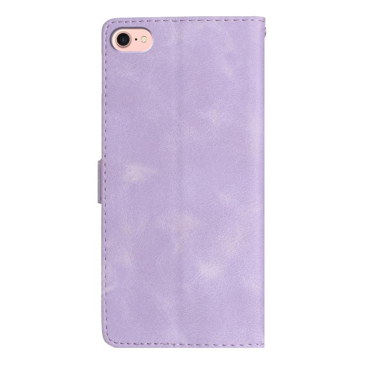 For iPhone 16e Flower Butterfly Embossing Pattern Leather Phone Case(Purple) - iPhone 16e Cases by PMC TechLife | Online Shopping South Africa | PMC TechLife | Buy Now Pay Later Mobicred