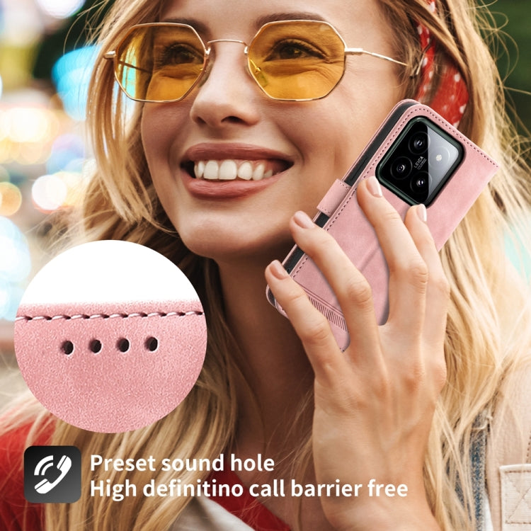 For Xiaomi 14 Dierfeng Dream Line TPU + PU Leather Phone Case(Pink) - 14 Cases by PMC Jewellery | Online Shopping South Africa | PMC Jewellery | Buy Now Pay Later Mobicred