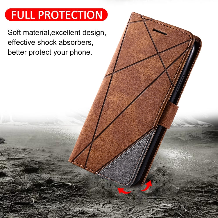 For Samsung Galaxy A8(2018) Skin Feel Splicing Horizontal Flip Leather Case with Holder & Card Slots & Wallet & Photo Frame(Brown) - Galaxy Phone Cases by PMC Jewellery | Online Shopping South Africa | PMC Jewellery