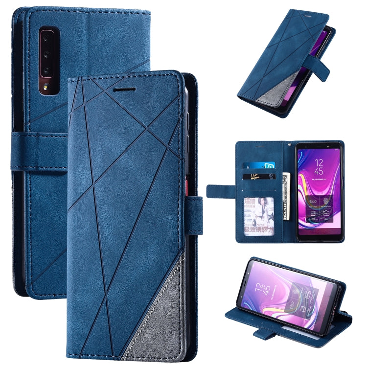 For Samsung Galaxy A7(2018) Skin Feel Splicing Horizontal Flip Leather Case with Holder & Card Slots & Wallet & Photo Frame(Blue) - Galaxy Phone Cases by PMC Jewellery | Online Shopping South Africa | PMC Jewellery