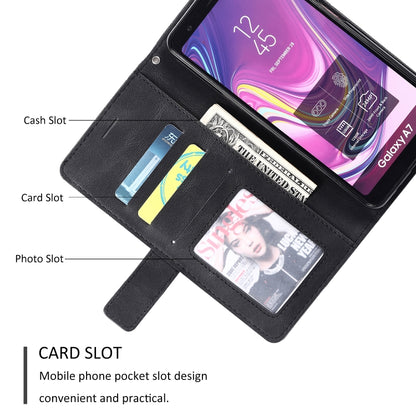 For Samsung Galaxy A7(2018) Skin Feel Splicing Horizontal Flip Leather Case with Holder & Card Slots & Wallet & Photo Frame(Black) - Galaxy Phone Cases by PMC Jewellery | Online Shopping South Africa | PMC Jewellery