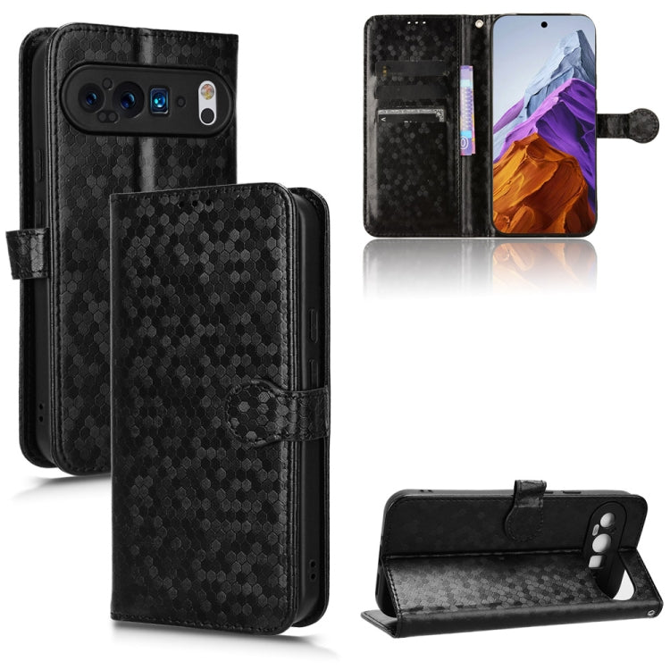 For Google Pixel 9 Pro Honeycomb Dot Texture Leather Phone Case(Black) - Google Cases by PMC Jewellery | Online Shopping South Africa | PMC Jewellery | Buy Now Pay Later Mobicred