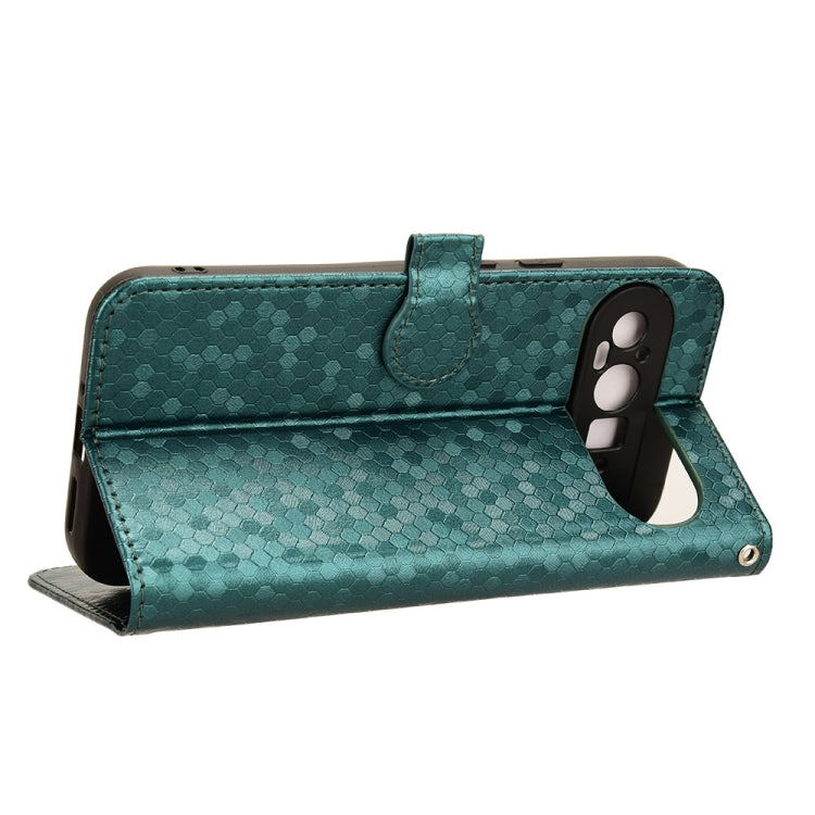 For Google Pixel 9 Pro XL Honeycomb Dot Texture Leather Phone Case(Green) - Google Cases by PMC TechLife | Online Shopping South Africa | PMC TechLife | Buy Now Pay Later Mobicred