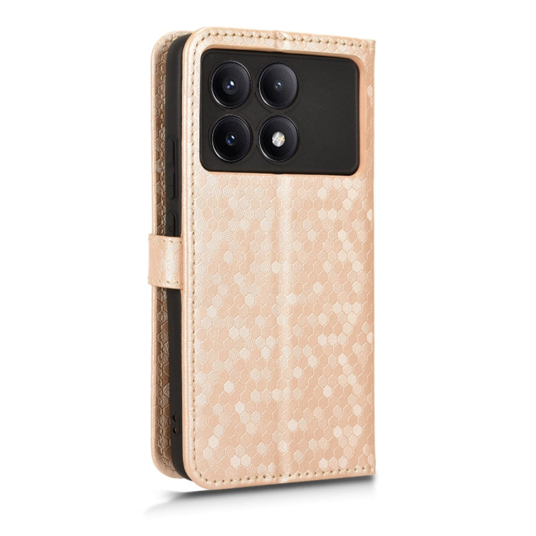 For Xiaomi Poco X6 Pro / Redmi K70E 5G Honeycomb Dot Texture Leather Phone Case(Gold) - K70E Cases by PMC Jewellery | Online Shopping South Africa | PMC Jewellery