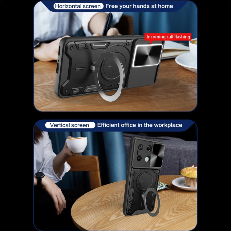 For Xiaomi Redmi Note 13 Pro 5G CD Texture Sliding Camshield Magnetic Holder Phone Case(Blue) - Note 13 Pro Cases by PMC TechLife | Online Shopping South Africa | PMC TechLife | Buy Now Pay Later Mobicred