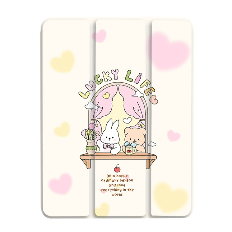 For iPad Air 11 2024 / iPad Pro 11 3-Fold 360 Rotation Painted Leather Smart Tablet Case(Bear Bunny) - iPad Pro 11 (2022/2021) Cases by PMC Jewellery | Online Shopping South Africa | PMC Jewellery | Buy Now Pay Later Mobicred