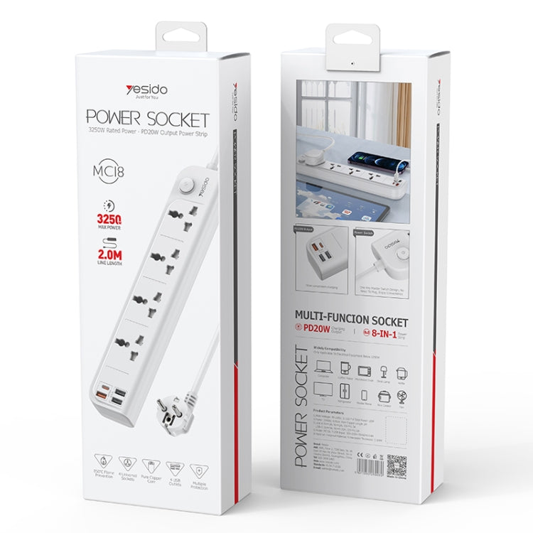 Yesido MC-18 PD 20W + QC 3.0 3250W High Power Fast Charging Socket(EU Plug) - Extension Socket by Yesido | Online Shopping South Africa | PMC Jewellery | Buy Now Pay Later Mobicred