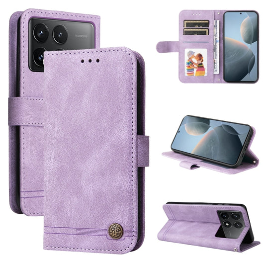 For Xiaomi Redmi K70 / K70 Pro Skin Feel Life Tree Metal Button Leather Phone Case(Purple) - K70 Pro Cases by PMC Jewellery | Online Shopping South Africa | PMC Jewellery | Buy Now Pay Later Mobicred