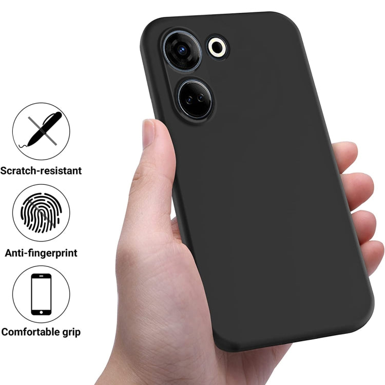 For Tecno Camon 20 4G Pure Color Liquid Silicone Shockproof Phone Case(Black) - Tecno Cases by PMC TechLife | Online Shopping South Africa | PMC TechLife | Buy Now Pay Later Mobicred