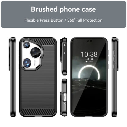 For Huawei Pura 70 Ultra Brushed Texture Carbon Fiber TPU Phone Case(Black) - Huawei Cases by PMC Jewellery | Online Shopping South Africa | PMC Jewellery | Buy Now Pay Later Mobicred