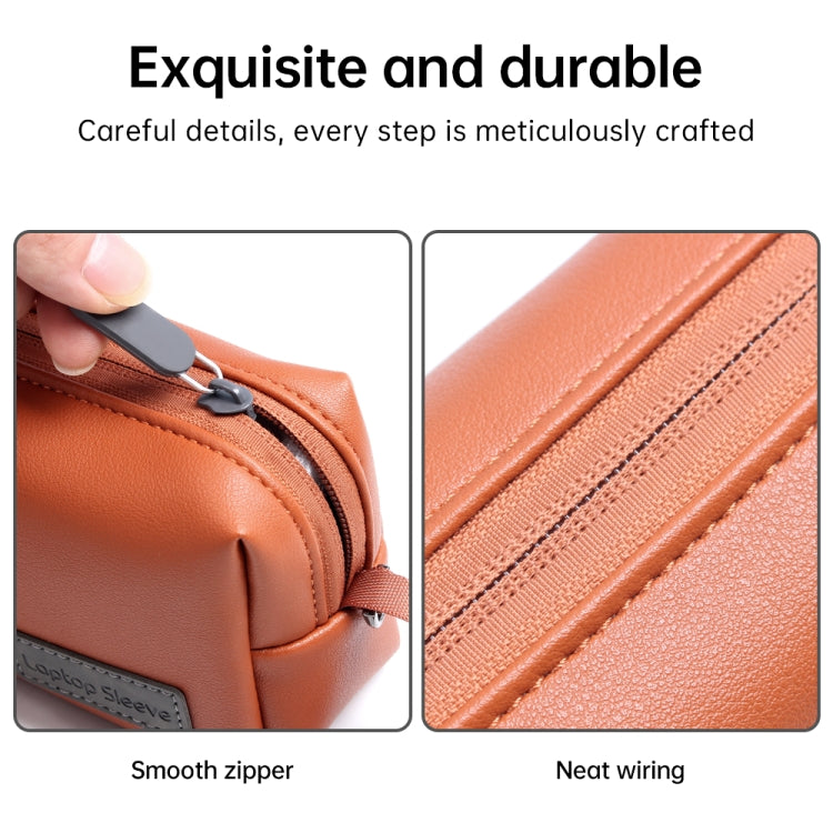 Waterproof PU Leather Laptop Accessory Bag(Dark Green) - Other by PMC TechLife | Online Shopping South Africa | PMC TechLife | Buy Now Pay Later Mobicred