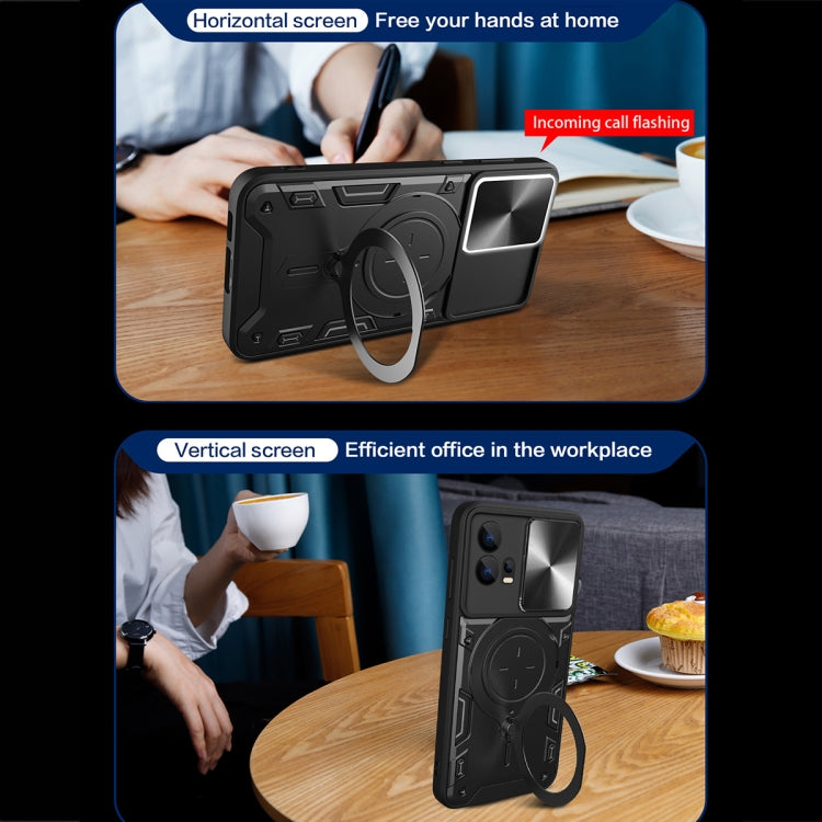 For Motorola Edge 30 Fusion CD Texture Sliding Camshield Magnetic Holder Phone Case(Silver) - free shipping - PMC TechLife - Order now!