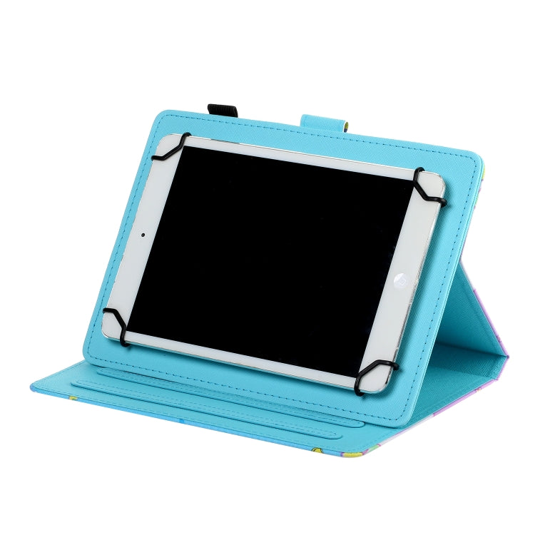 For 10 inch Universal Tablet PC Flower Pattern Horizontal Flip Leather Case with Card Slots & Holder(Blue Flower On White) - 10 - 11 inch by PMC TechLife | Online Shopping South Africa | PMC TechLife | Buy Now Pay Later Mobicred
