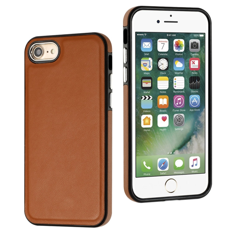 For iPhone SE 2022 / 6 / 7 / 8 / SE 2020 Leather Texture Full Coverage Phone Case(Brown) - iPhone SE 2022 / 2020 / 8 / 7 Cases by PMC Jewellery | Online Shopping South Africa | PMC Jewellery