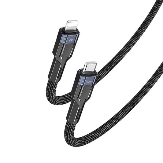 YESIDO CA107 1.2m 2.4A USB-C / Type-C to 8 Pin OD0.6 Charging Data Cable(Black+Blue) - 2 in 1 Cable by Yesido | Online Shopping South Africa | PMC Jewellery | Buy Now Pay Later Mobicred