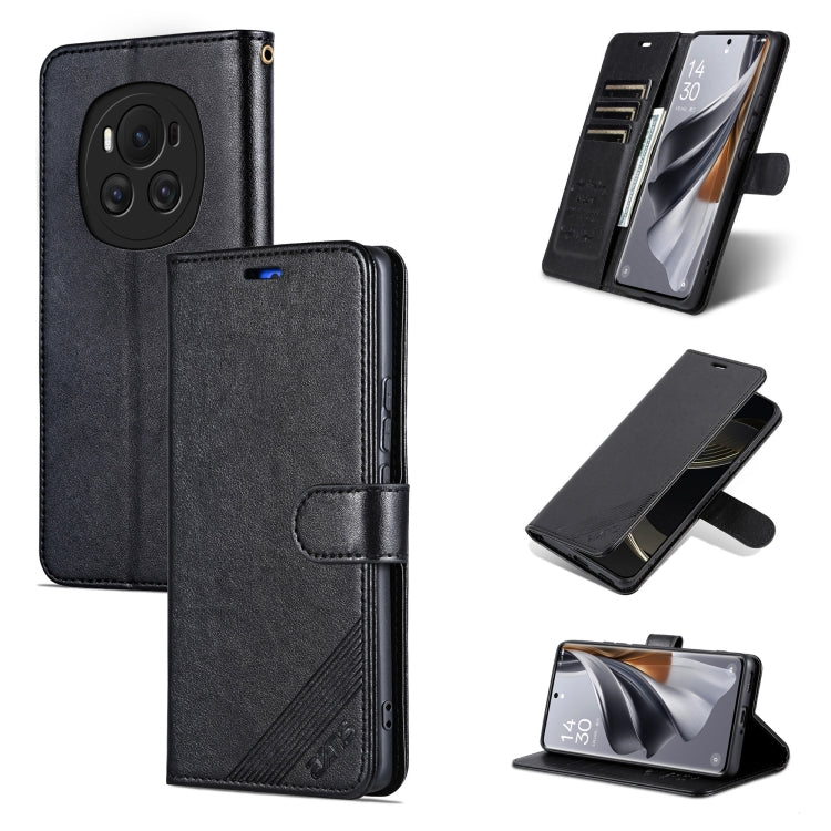 For Honor Magic6 AZNS Sheepskin Texture Flip Leather Phone Case(Black) - Honor Cases by AZNS | Online Shopping South Africa | PMC Jewellery | Buy Now Pay Later Mobicred