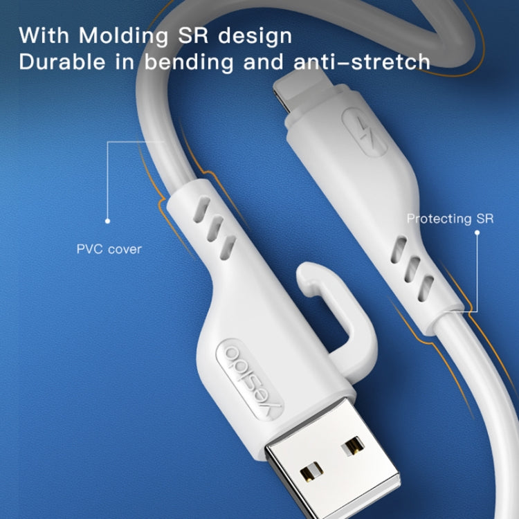 YESIDO CA105 1.2m 2.4A USB to 8 Pin Charging Data Cable with Hook(White) - Normal Style Cable by Yesido | Online Shopping South Africa | PMC Jewellery | Buy Now Pay Later Mobicred