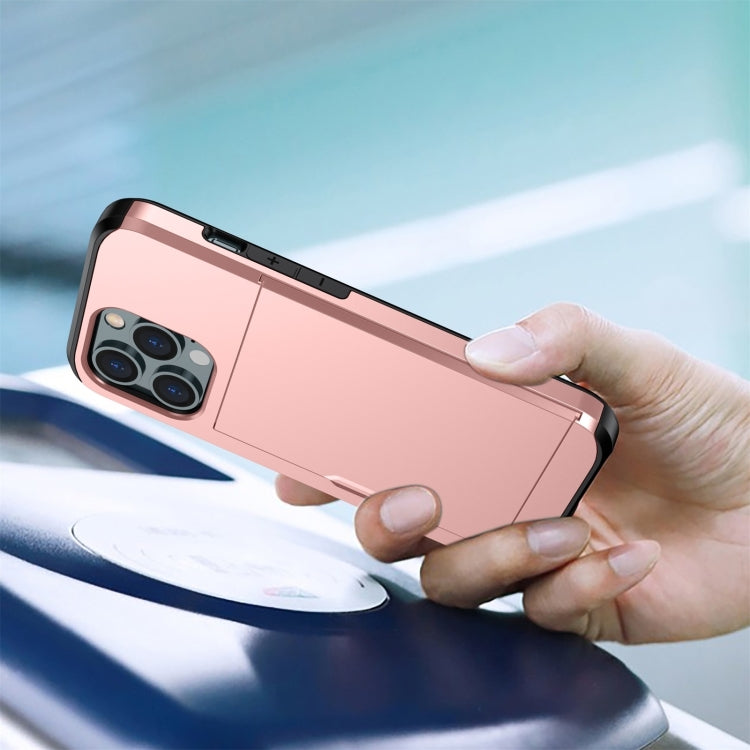 For iPhone 15 Pro Shockproof Armor Phone Case with Slide Card Slot(Dark Blue) - iPhone 15 Pro Cases by PMC TechLife | Online Shopping South Africa | PMC TechLife