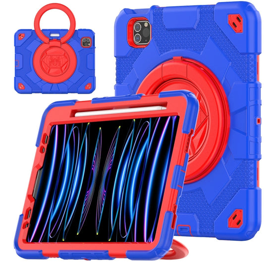 For iPad Pro 11 2022 / 2021 / 2020 Spider Rotation Handle Silicone Hybrid PC Tablet Case(Blue Red) - iPad Pro 11 (2022/2021) Cases by PMC Jewellery | Online Shopping South Africa | PMC Jewellery | Buy Now Pay Later Mobicred