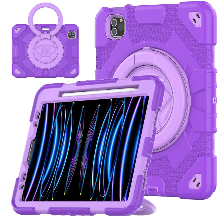 For iPad Pro 11 2022 / 2021 / 2020 Spider Rotation Handle Silicone Hybrid PC Tablet Case(Purple) - iPad Pro 11 (2022/2021) Cases by PMC Jewellery | Online Shopping South Africa | PMC Jewellery | Buy Now Pay Later Mobicred