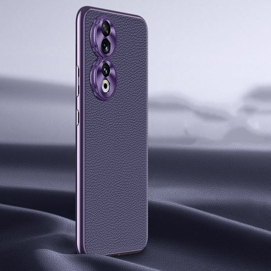 For Honor 90 Litchi Texture Genuine Leather Phone Case(Purple) - Honor Cases by PMC Jewellery | Online Shopping South Africa | PMC Jewellery | Buy Now Pay Later Mobicred