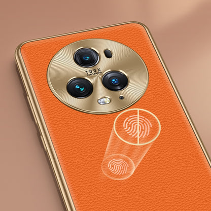 For Honor 90 Pro Litchi Texture Genuine Leather Phone Case(Orange) - Honor Cases by PMC Jewellery | Online Shopping South Africa | PMC Jewellery | Buy Now Pay Later Mobicred