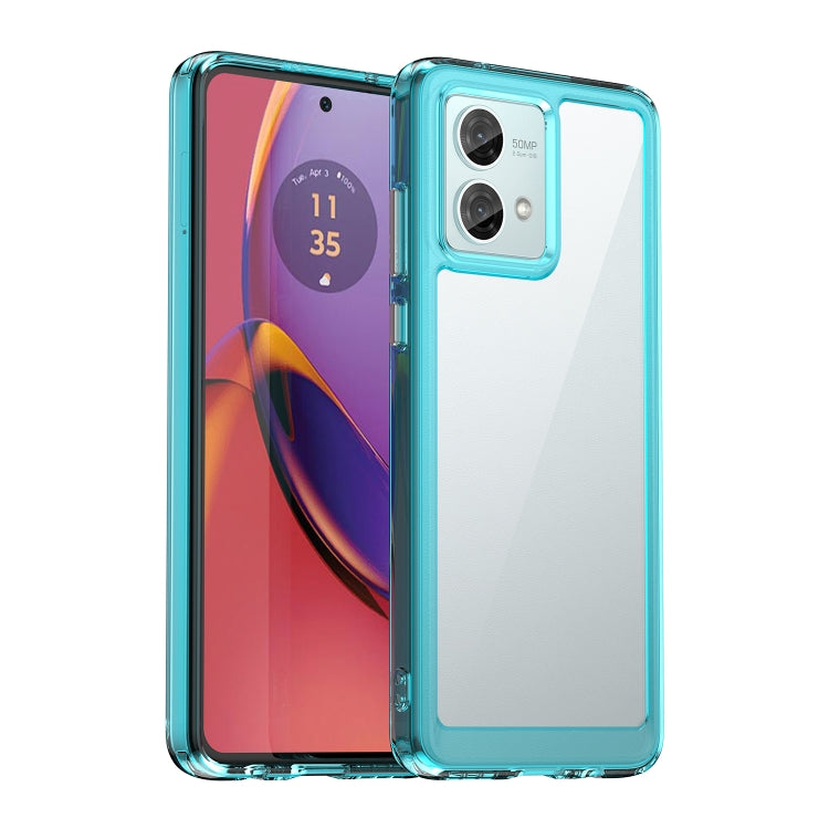 For Motorola Moto G84 Colorful Series Acrylic Hybrid TPU Phone Case(Transparent Blue) - Motorola Cases by PMC Jewellery | Online Shopping South Africa | PMC Jewellery | Buy Now Pay Later Mobicred