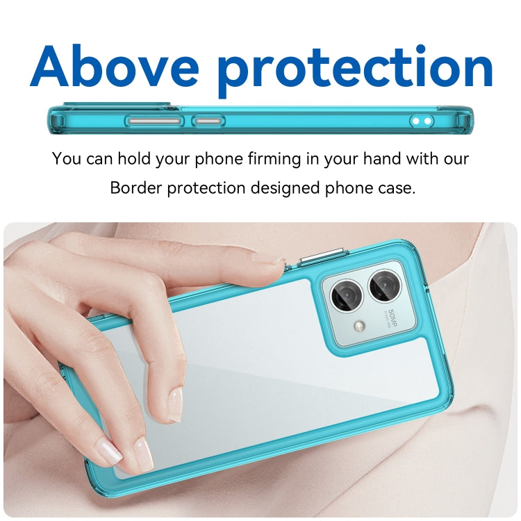 For Motorola Moto G84 Colorful Series Acrylic Hybrid TPU Phone Case(Transparent Blue) - Motorola Cases by PMC Jewellery | Online Shopping South Africa | PMC Jewellery | Buy Now Pay Later Mobicred