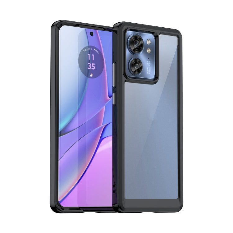 For Motorola Edge 2023 US Colorful Series Acrylic Hybrid TPU Phone Case(Black) - Motorola Cases by PMC Jewellery | Online Shopping South Africa | PMC Jewellery | Buy Now Pay Later Mobicred