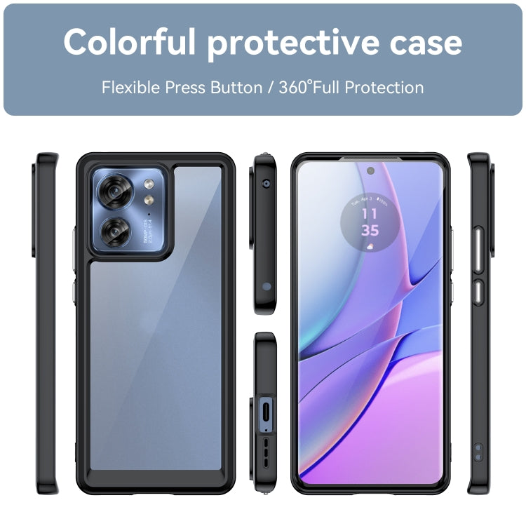 For Motorola Edge 2023 US Colorful Series Acrylic Hybrid TPU Phone Case(Black) - Motorola Cases by PMC Jewellery | Online Shopping South Africa | PMC Jewellery | Buy Now Pay Later Mobicred