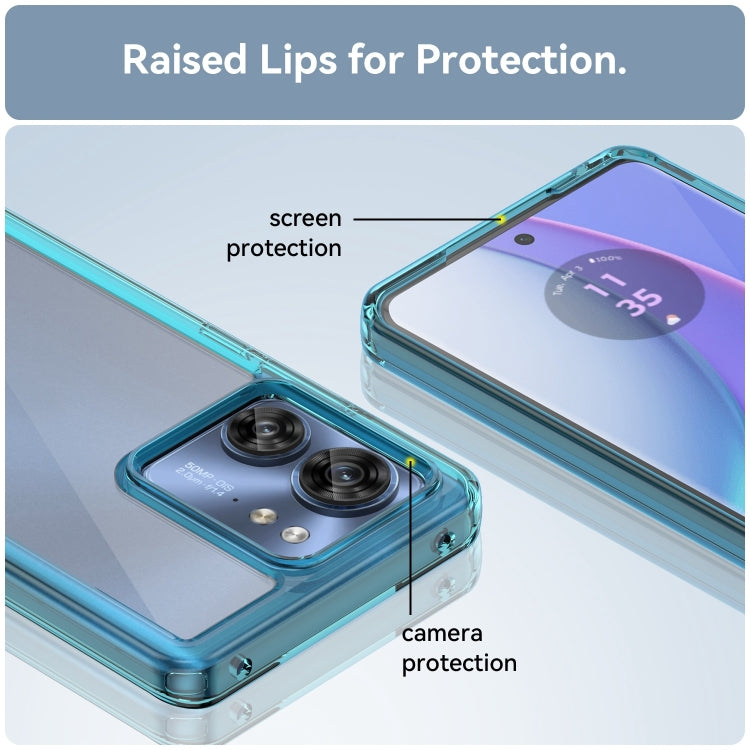 For Motorola Edge 2023 US Colorful Series Acrylic Hybrid TPU Phone Case(Transparent Blue) - Motorola Cases by PMC Jewellery | Online Shopping South Africa | PMC Jewellery | Buy Now Pay Later Mobicred