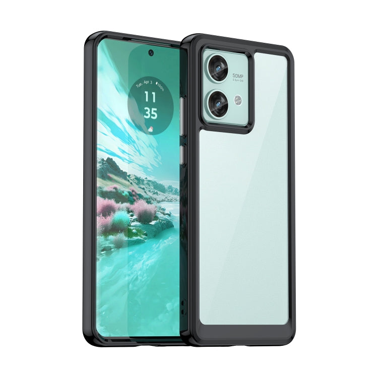 For Motorola Edge 40 Neo Colorful Series Acrylic Hybrid TPU Phone Case(Black) - Motorola Cases by PMC Jewellery | Online Shopping South Africa | PMC Jewellery | Buy Now Pay Later Mobicred