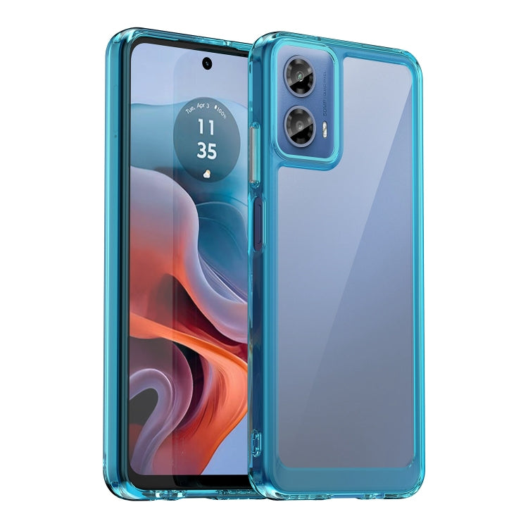 For Motorola Moto G34 Colorful Series Acrylic Hybrid TPU Phone Case(Transparent Blue) - Motorola Cases by PMC Jewellery | Online Shopping South Africa | PMC Jewellery | Buy Now Pay Later Mobicred