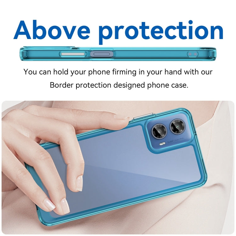 For Motorola Moto G34 Colorful Series Acrylic Hybrid TPU Phone Case(Transparent Blue) - Motorola Cases by PMC Jewellery | Online Shopping South Africa | PMC Jewellery | Buy Now Pay Later Mobicred