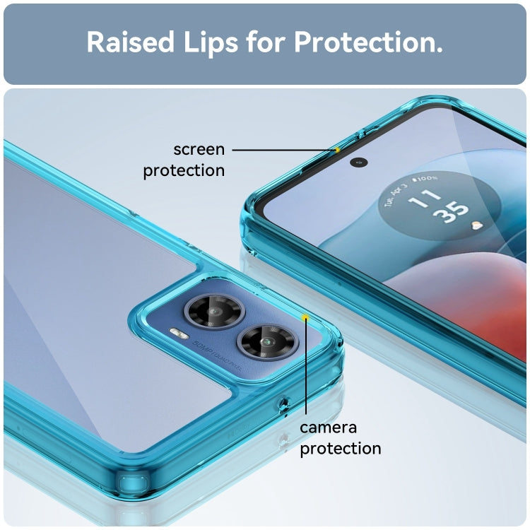 For Motorola Moto G34 Colorful Series Acrylic Hybrid TPU Phone Case(Transparent Blue) - Motorola Cases by PMC Jewellery | Online Shopping South Africa | PMC Jewellery | Buy Now Pay Later Mobicred